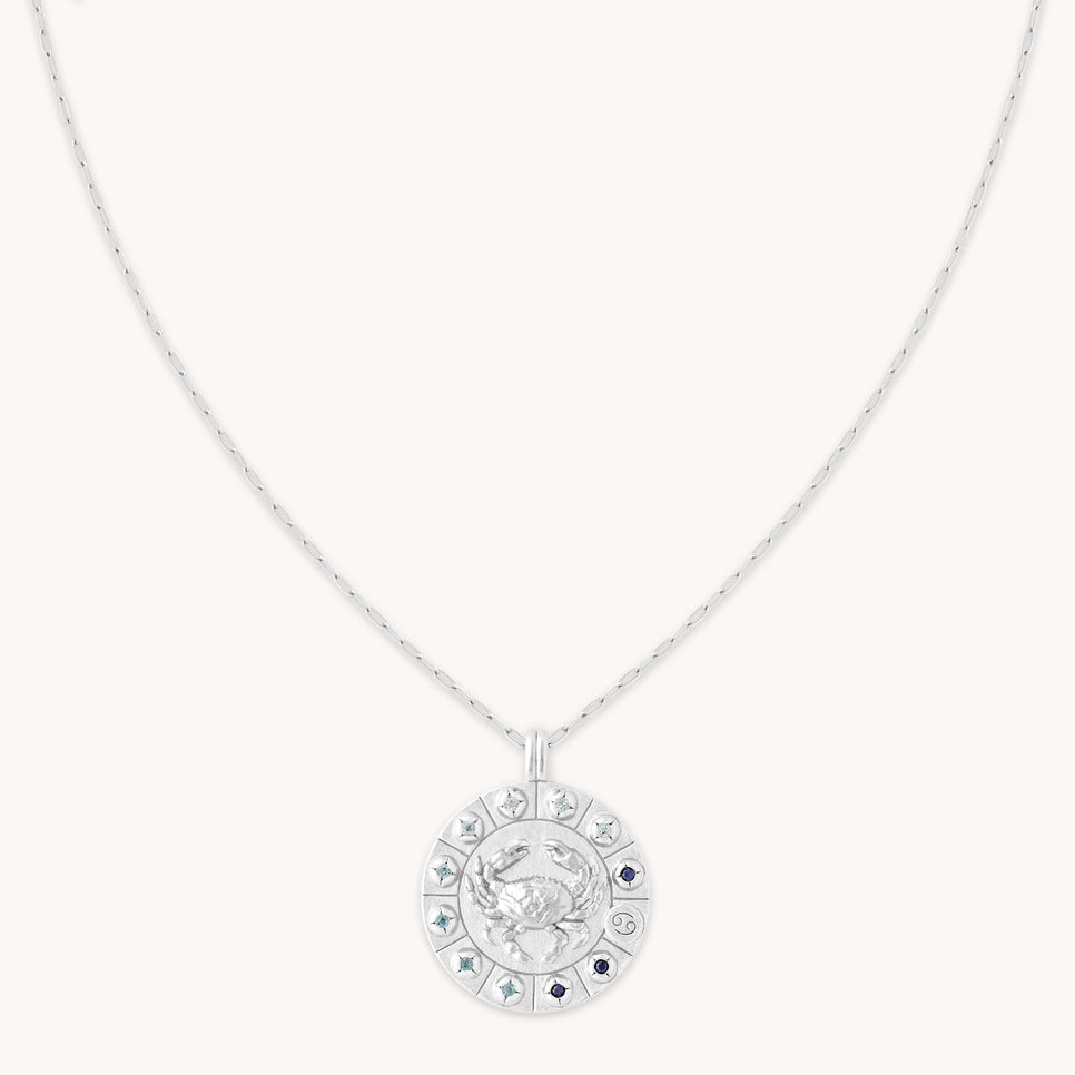 Cancer Bold Zodiac Pendant Necklace in Silver-Astrid &amp; Miyu