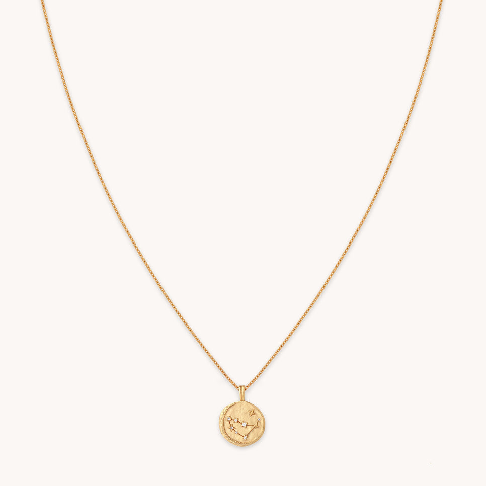 Capricorn Zodiac Pendant Necklace in Gold