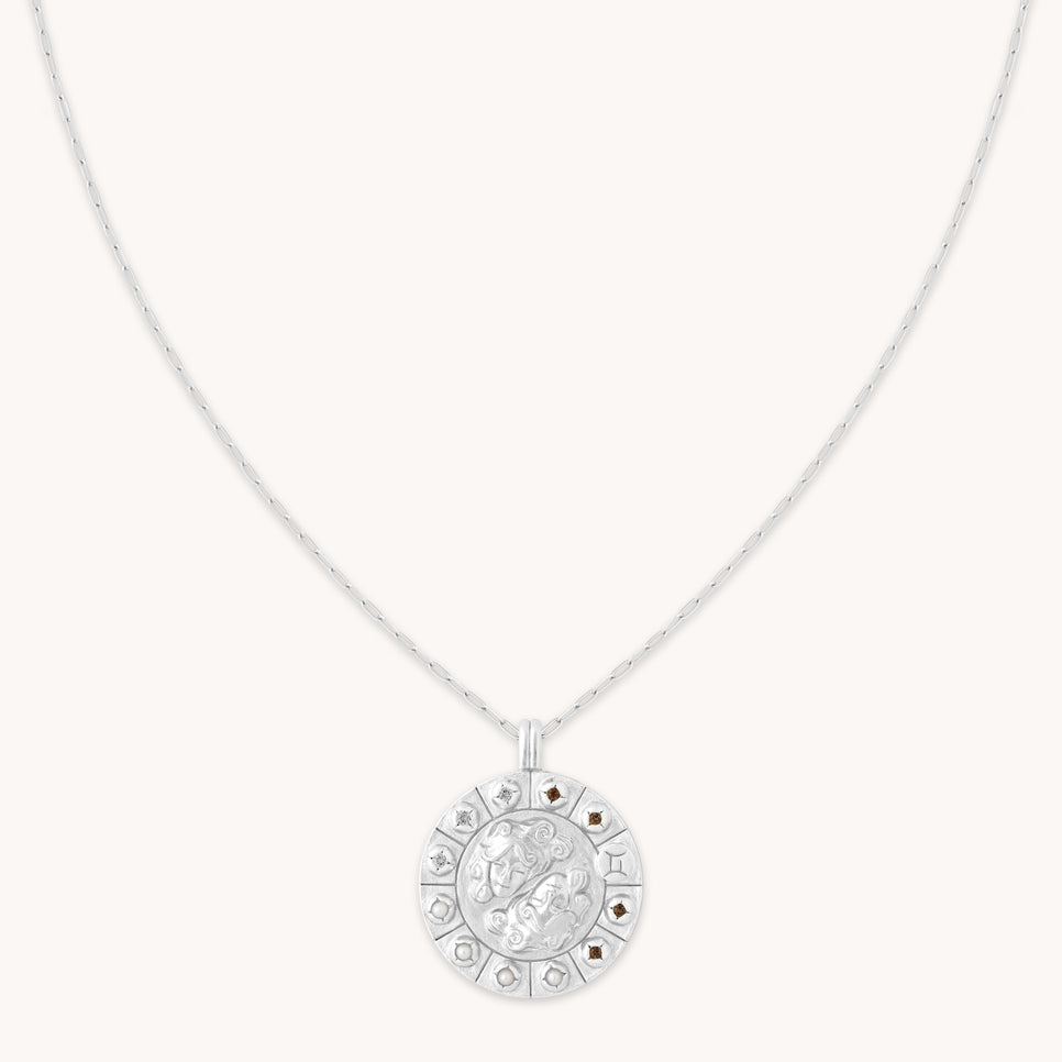 Gemini Bold Zodiac Pendant Necklace in Silver