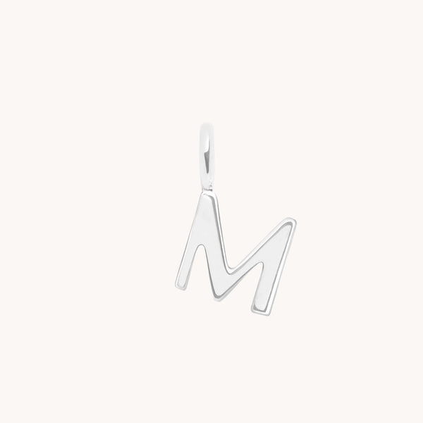 Initial Charms - M Initial Charm 9k White Gold - Welding Charm - Astrid & Miyu