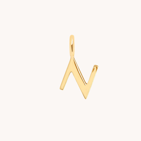 Initial Charms - N Initial Charm 9k Gold - Welding Charm - Astrid & Miyu