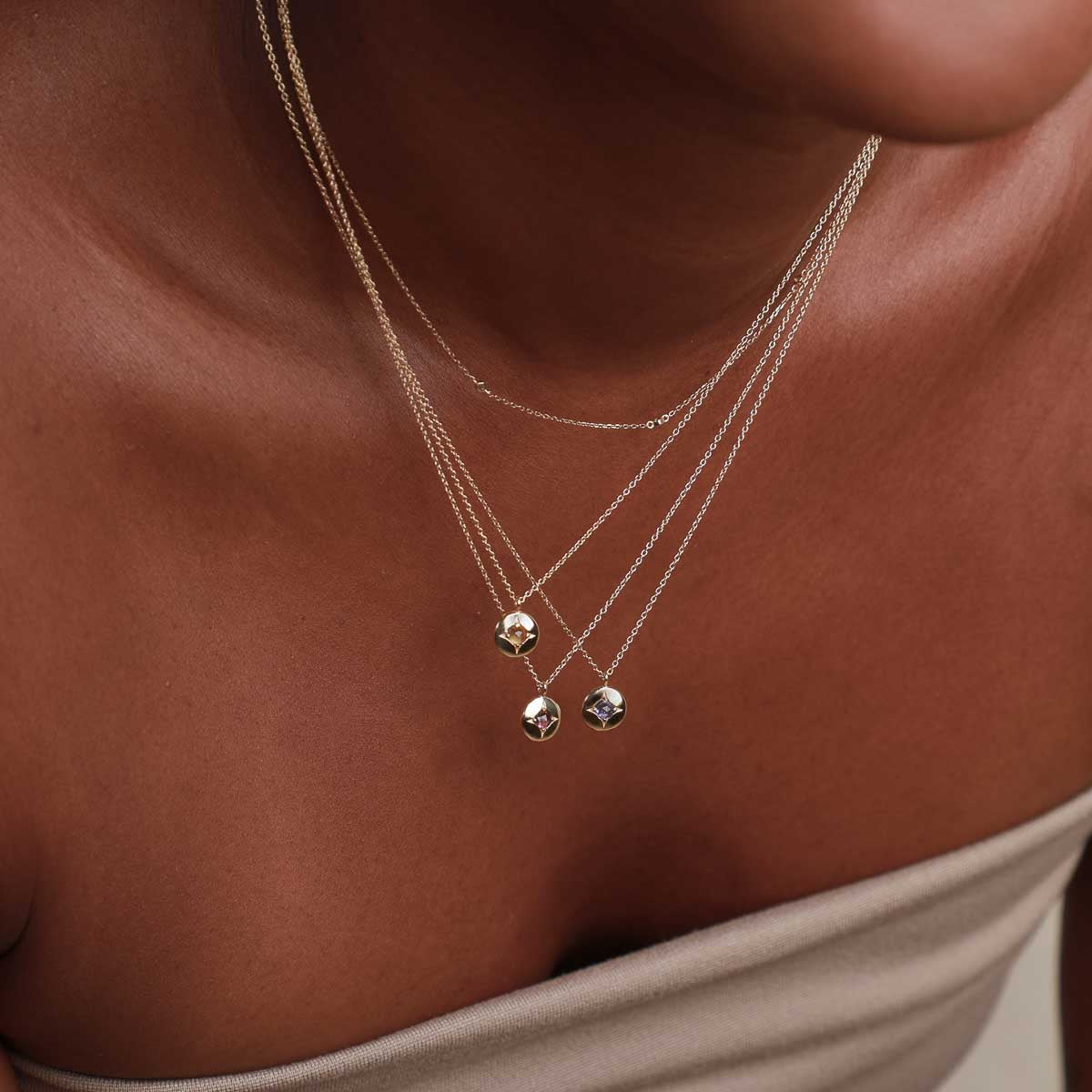 Birthstone Jewellery - January Garnet Birthstone Necklace in Solid Gold - Pendant Necklace - Astrid & Miyu