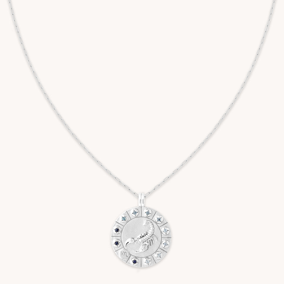 Scorpio Bold Zodiac Pendant Necklace in Silver