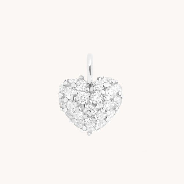 Motif Charms - Pavé Heart Charm 9k White Gold - Welding Charm - Astrid & Miyu