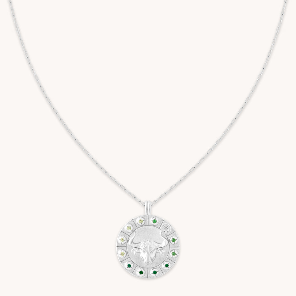Bold Zodiac Taurus Pendant Necklace in Silver