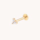 April White Topaz - Triple Topaz Piercing Stud 6mm in Solid Gold - Piercing Stud - Astrid &amp; Miyu
